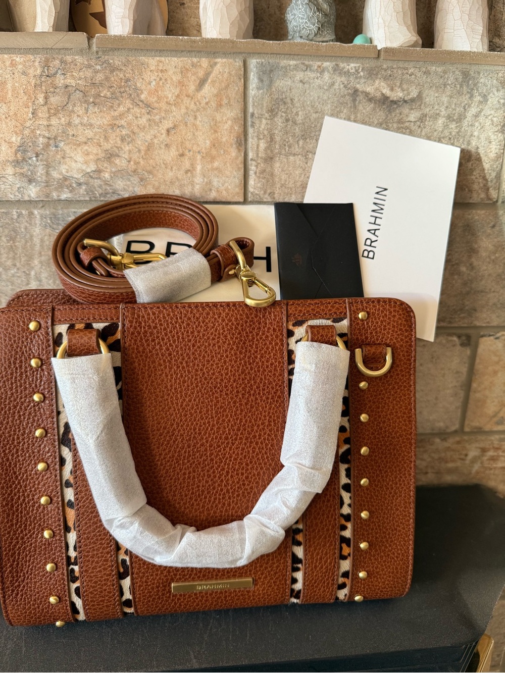 Brahmin Cami Tobacco Cherrywood Satchel Handbag and Wallet - Picture 3 of 9